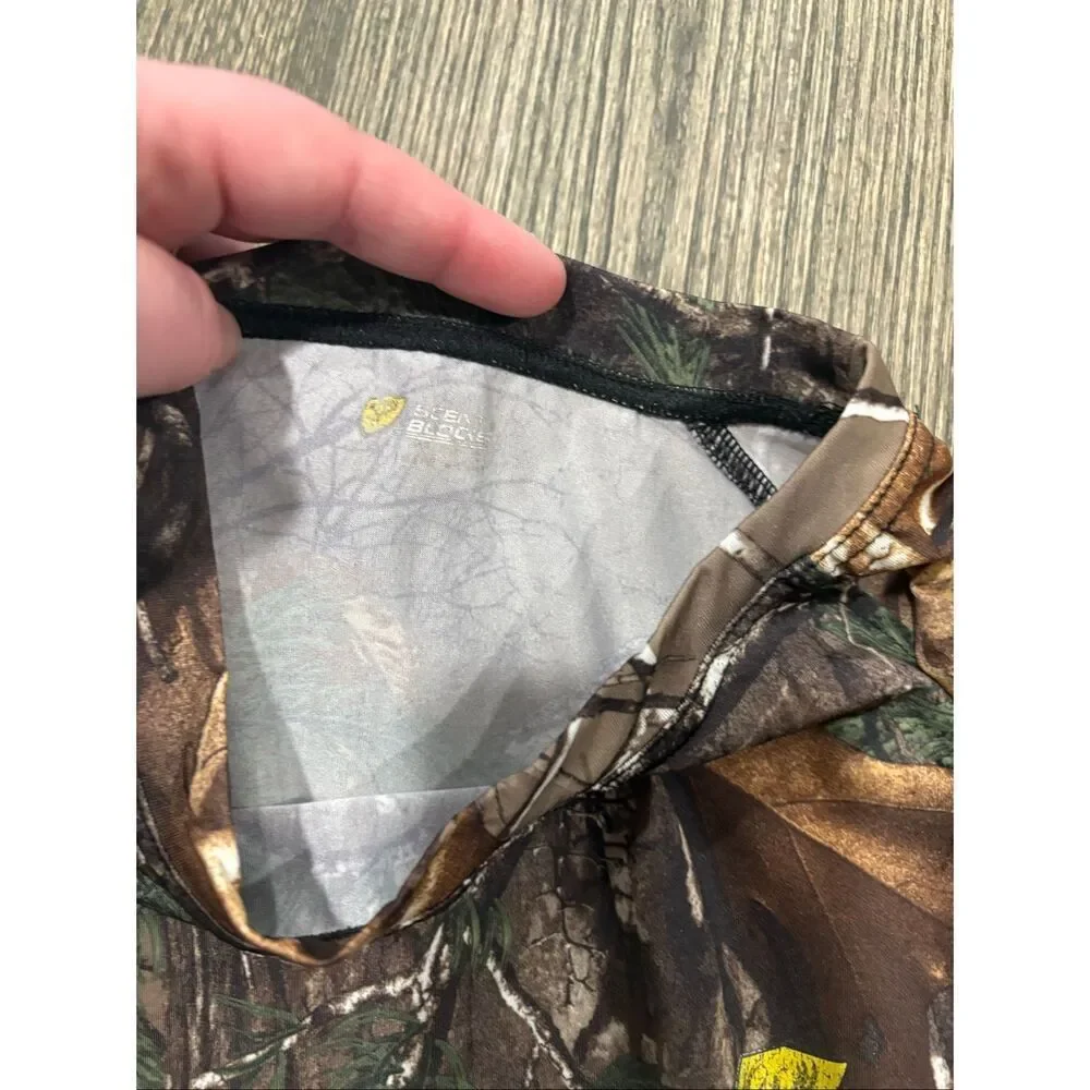 Scent Blocker Youth Boys Realtree Hunting Shirt Long Sleeve Camo Brown Size L